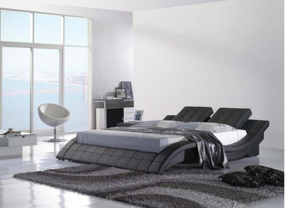 Doppelbett Designer Bett Ehebett Polsterbett Schlafzimmer Lederbett Neu